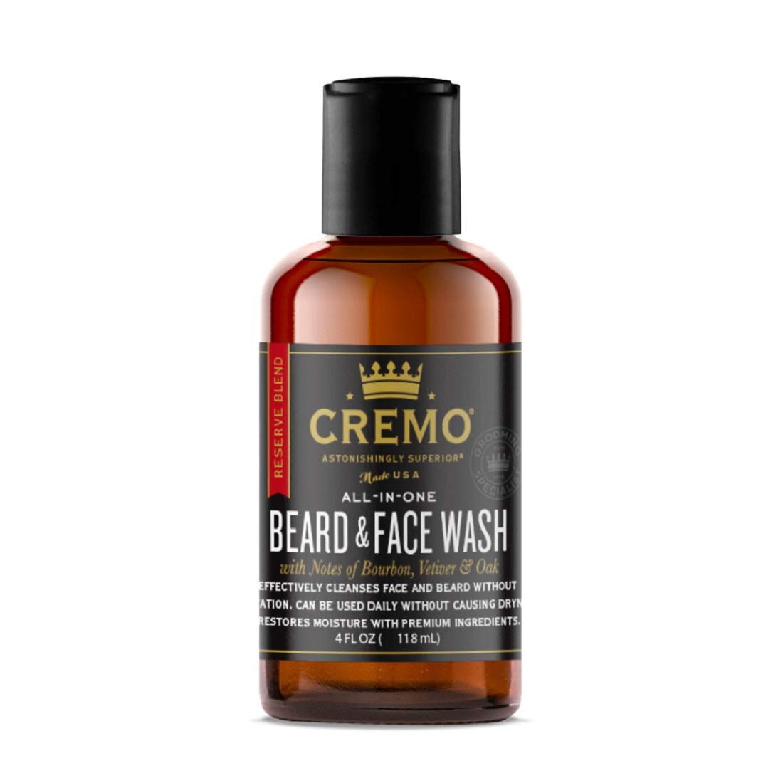 Cremo Distiller'S Blend Beard And Face Wash For Coarse Facial Hair, 4 Fl Oz