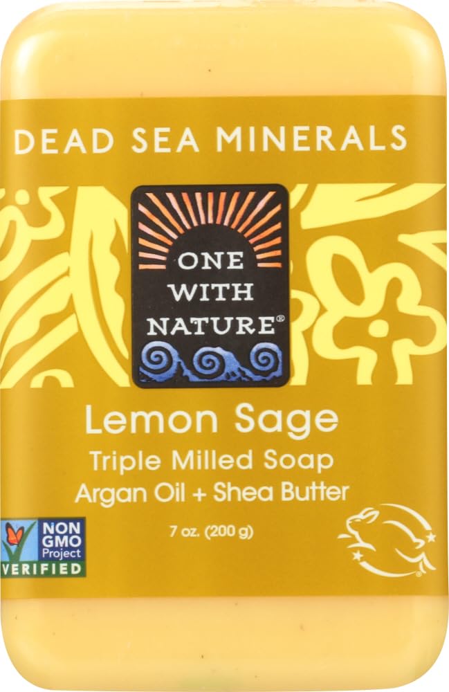 One With Nature Dead Sea Mineral Soap, Lemon Sage, 7 Oz, Pack Of 6 - Natural Moisturizing Bar