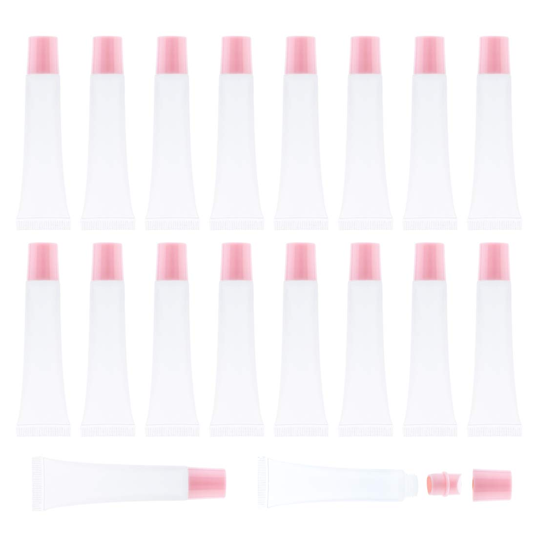 AJLTPA 50Pcs 15ml Light Pink Lip Gloss Squeeze Tubes, Refillable PVC Containers for DIY Cosmetic