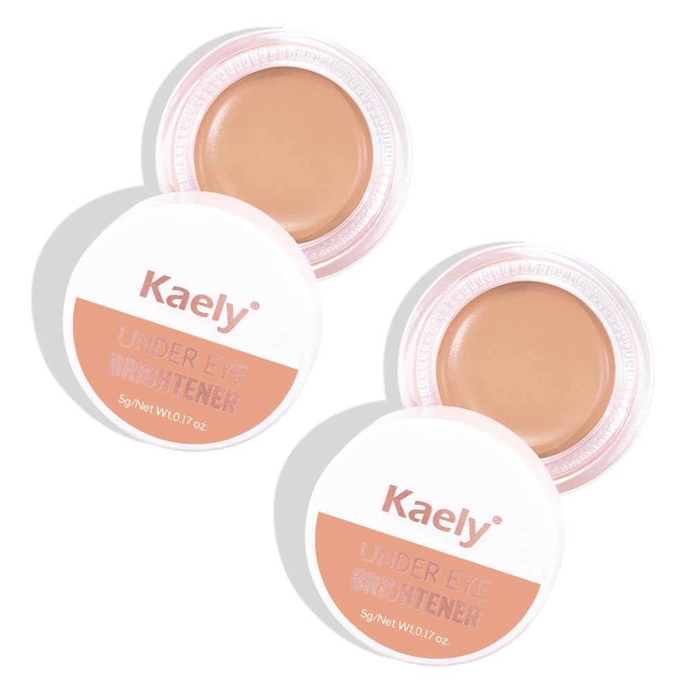 Kaely 2Pcs Under Eye Brightener Concealer, Waterproof Vegan, 02 Warm Nude Shimmer