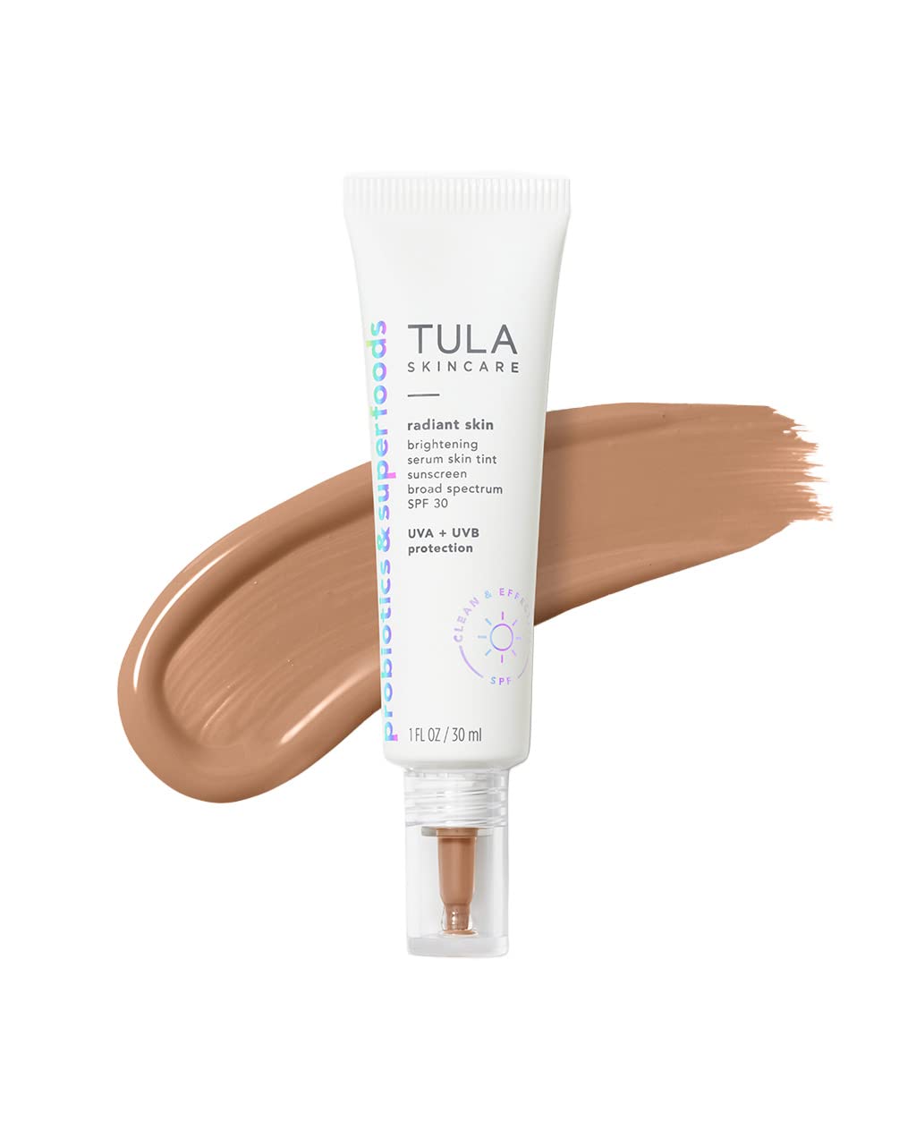 TULA Radiant Skin Brightening Serum Tint SPF 30 - Shade 17, 1 Fl Oz, Tinted Sunscreen