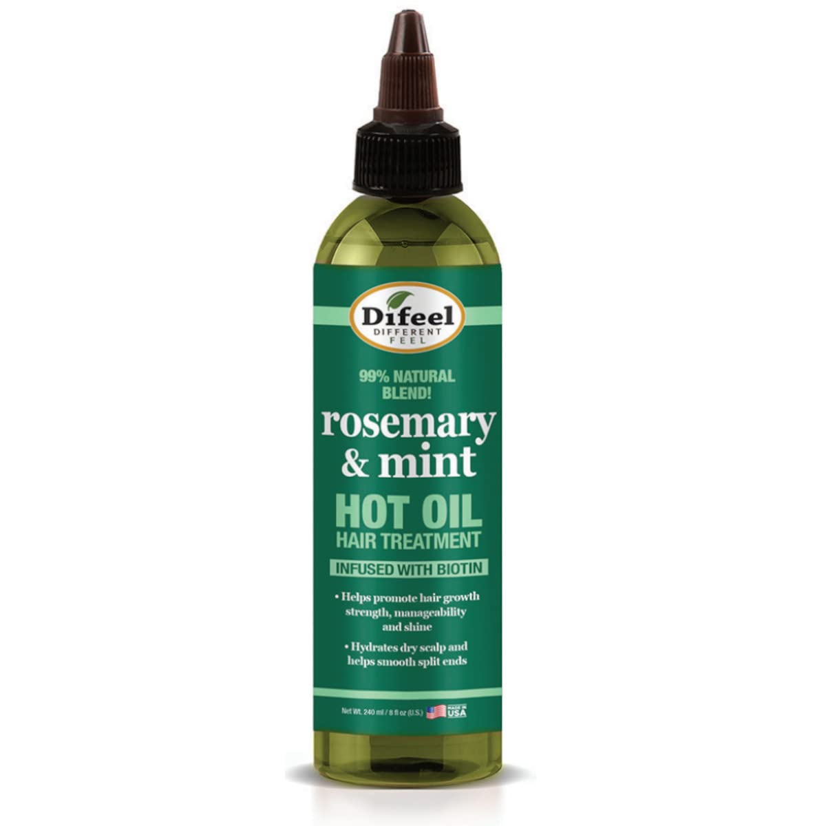 Difeel Hot Oil Hair Treatment With Rosemary & Mint - 8 Oz Nourishing Growth For Damaged Hair