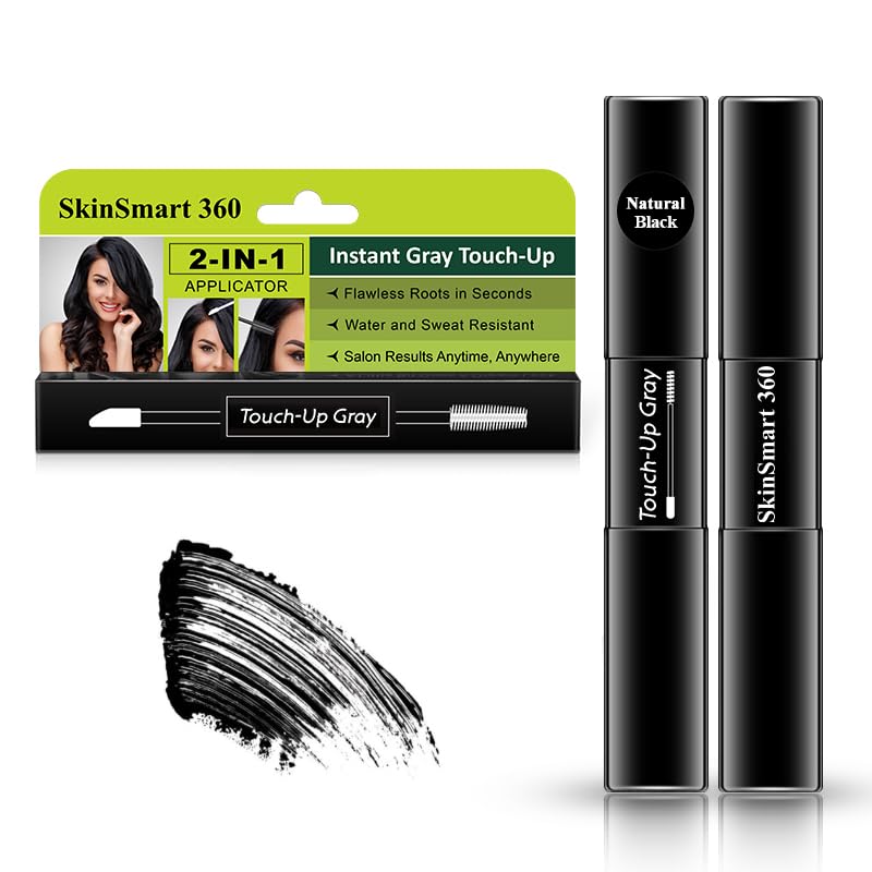 Skinsmart 360 Instant Root Touch-Up Mascara Brush & Pen, Natural Black, 100% Gray Coverage, 7 Ml