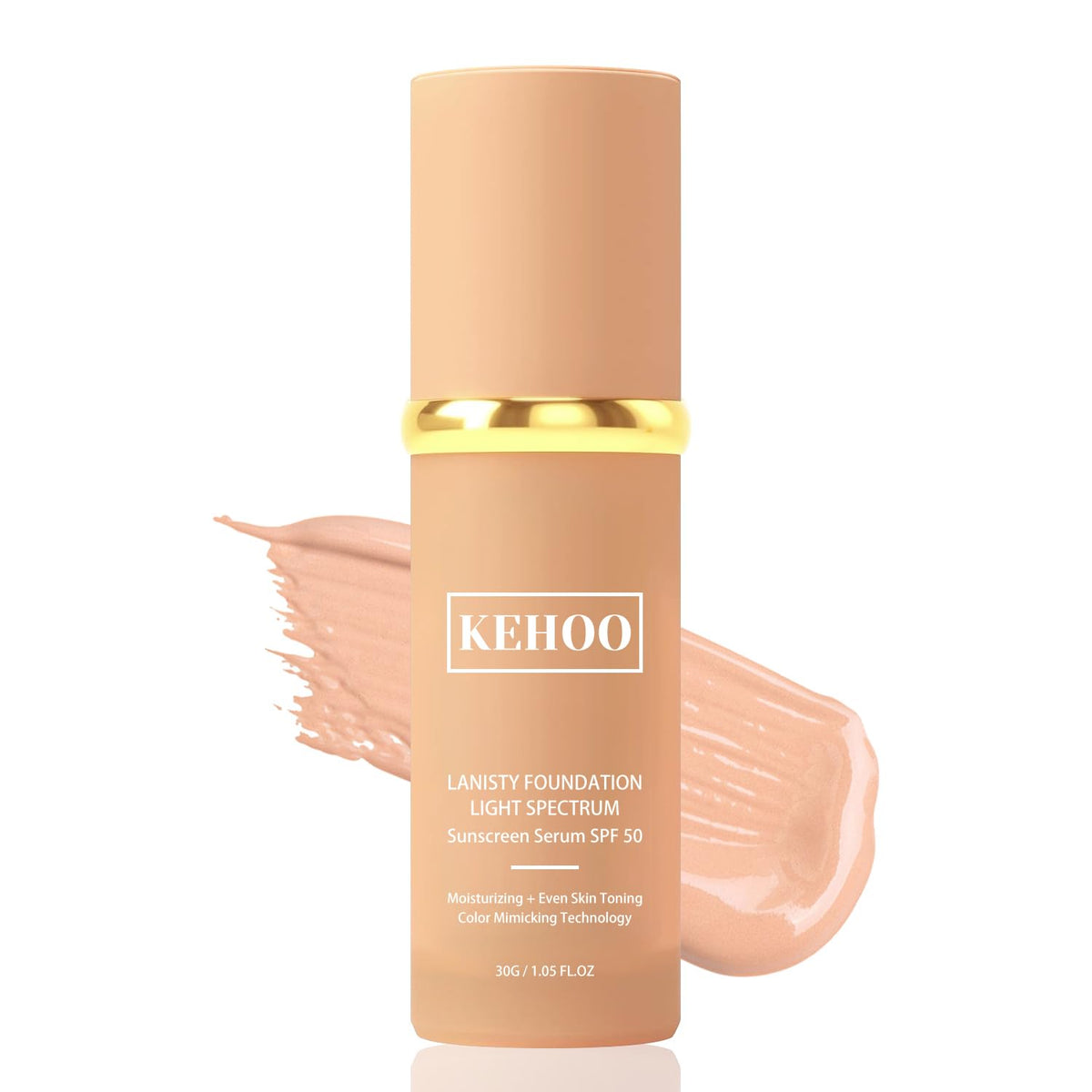 Kehoo 4 In 1 Foundation - Medium Spectrum Spf 50+, Waterproof & Hydrating For Sports, 0.96 Oz