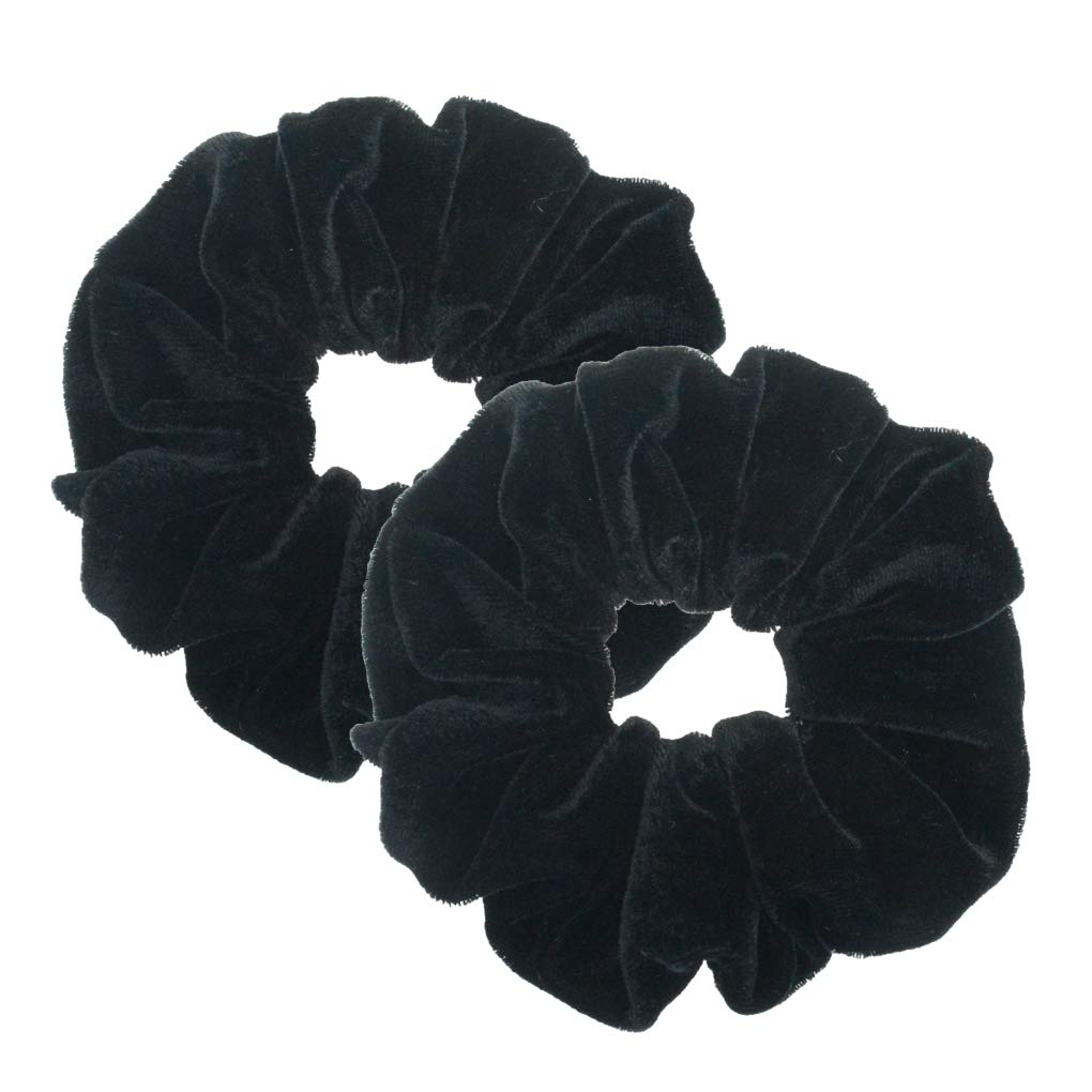 PIDOUDOU 2 Pcs Large Black Velvet Scrunchies for Women - Hair Elastic Bands