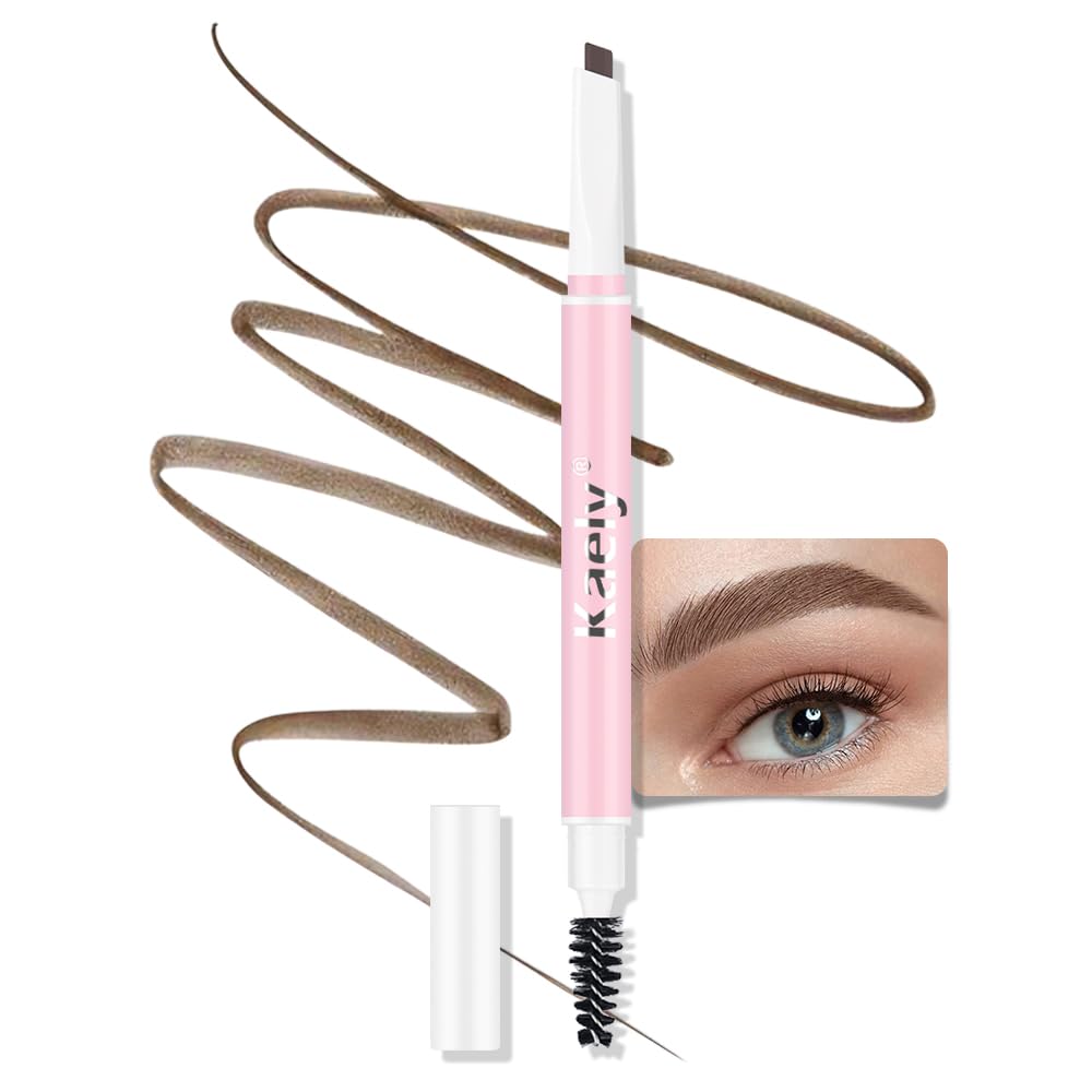 Kaely 2In1 Waterproof Eyebrow Pencil - Longwearing Soft Brown Mechanical Pen With Spoolie Brush