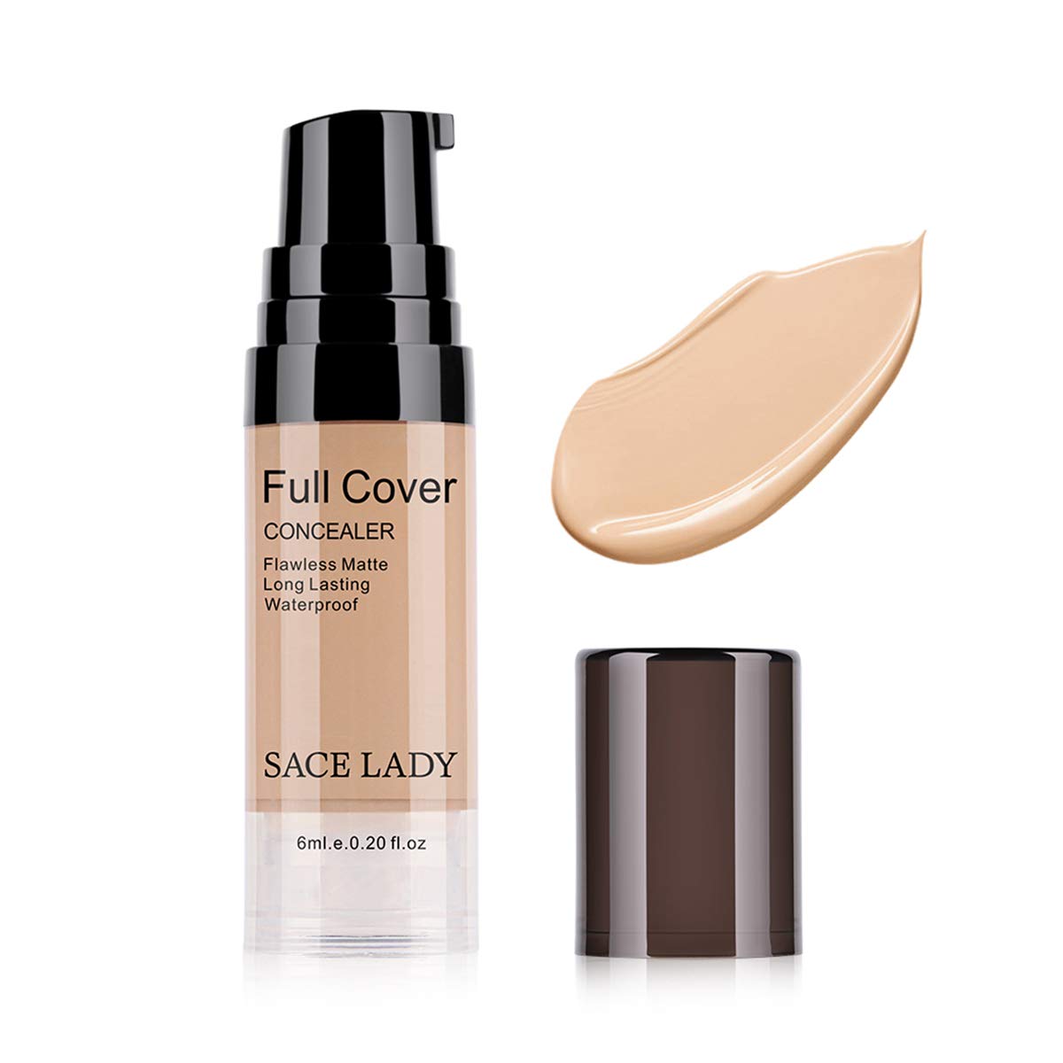 Sace Lady Pro Full Cover Liquid Concealer, Waterproof Matte Finish, Warm Natural, 6Ml