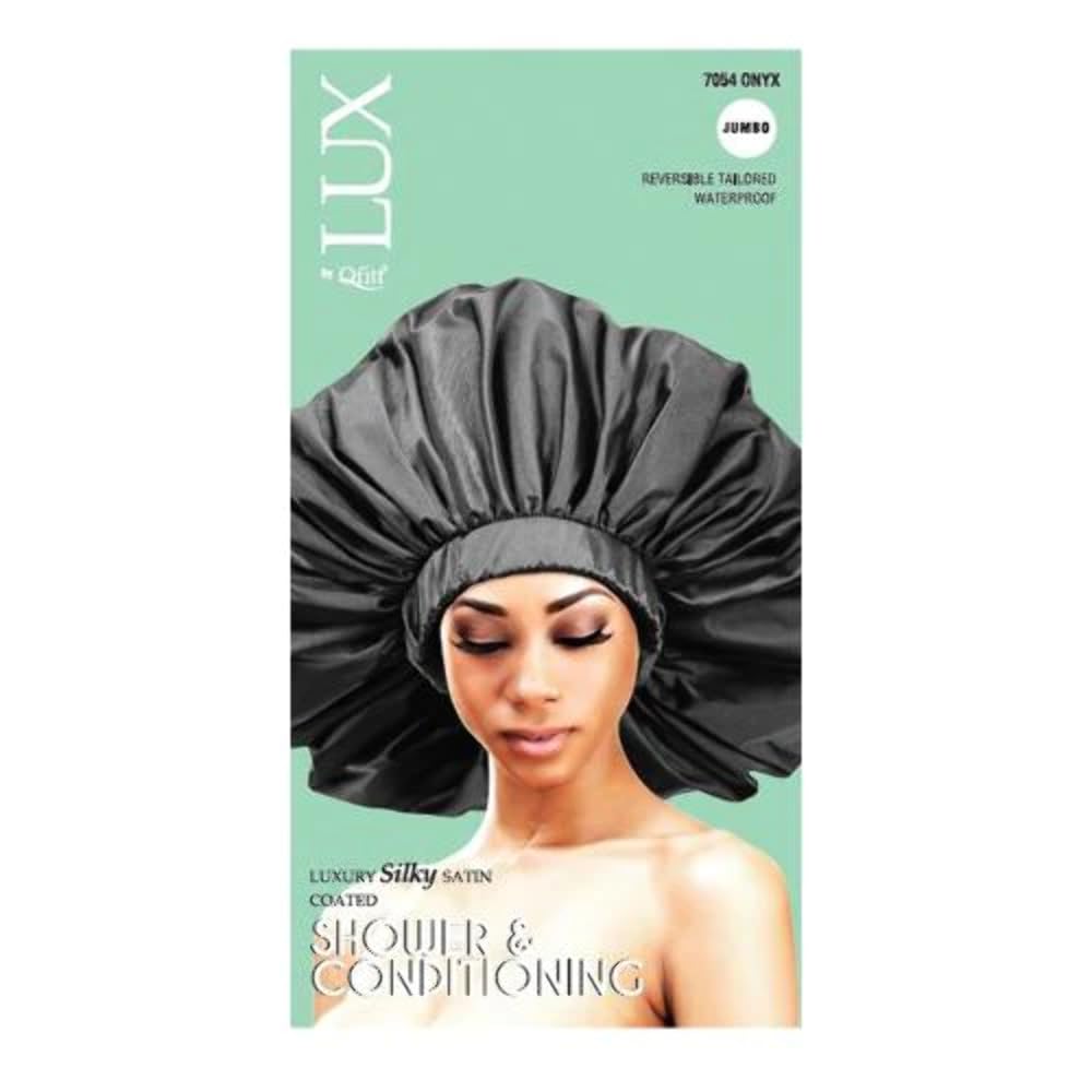 Lux By Qfitt Luxury Silky Satin Shower & Conditioning Cap - Black 7054 Onyx