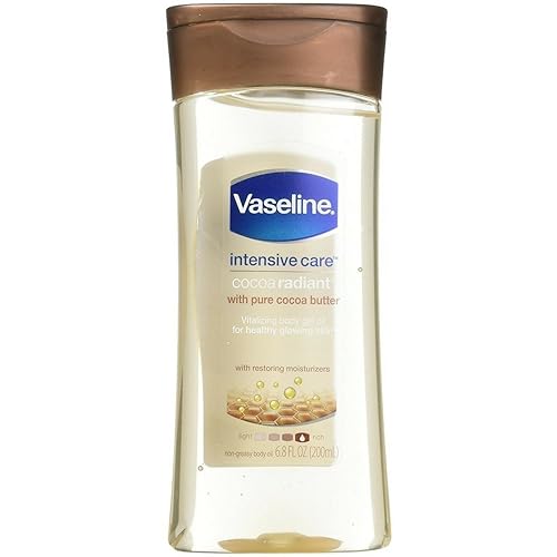 Vaseline Total Moisture Cocoa Radiant Body Gel Oil, 6.8 Oz, 2-Pack - Hydrating Skin Care