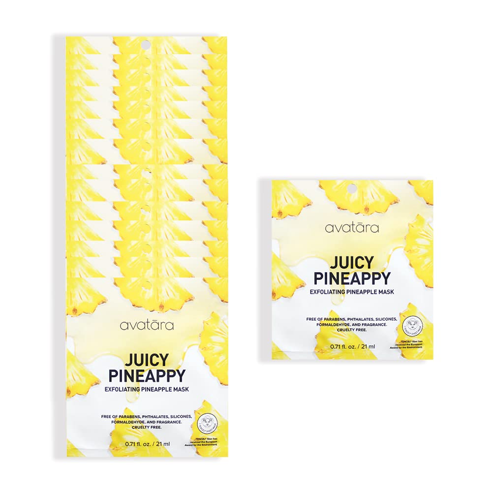 Avatara Juicy Pineapple Exfoliating Facial Mask - 15 Sheet Pack For Radiant Skin