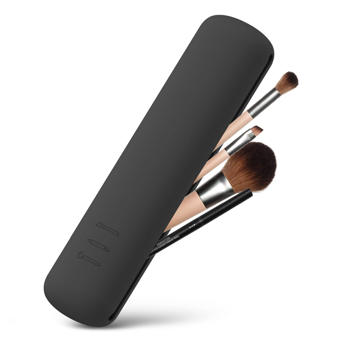 Bezox Compact Black Silicone Makeup Brush Holder Case With Magnet Closure - Travel Essential