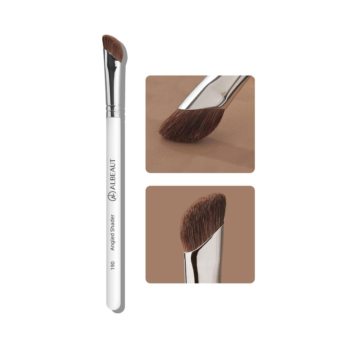 Albeaut Angled Eyeshadow Brush For Nose Contour & Brow Bone Highlight - White Aluminum