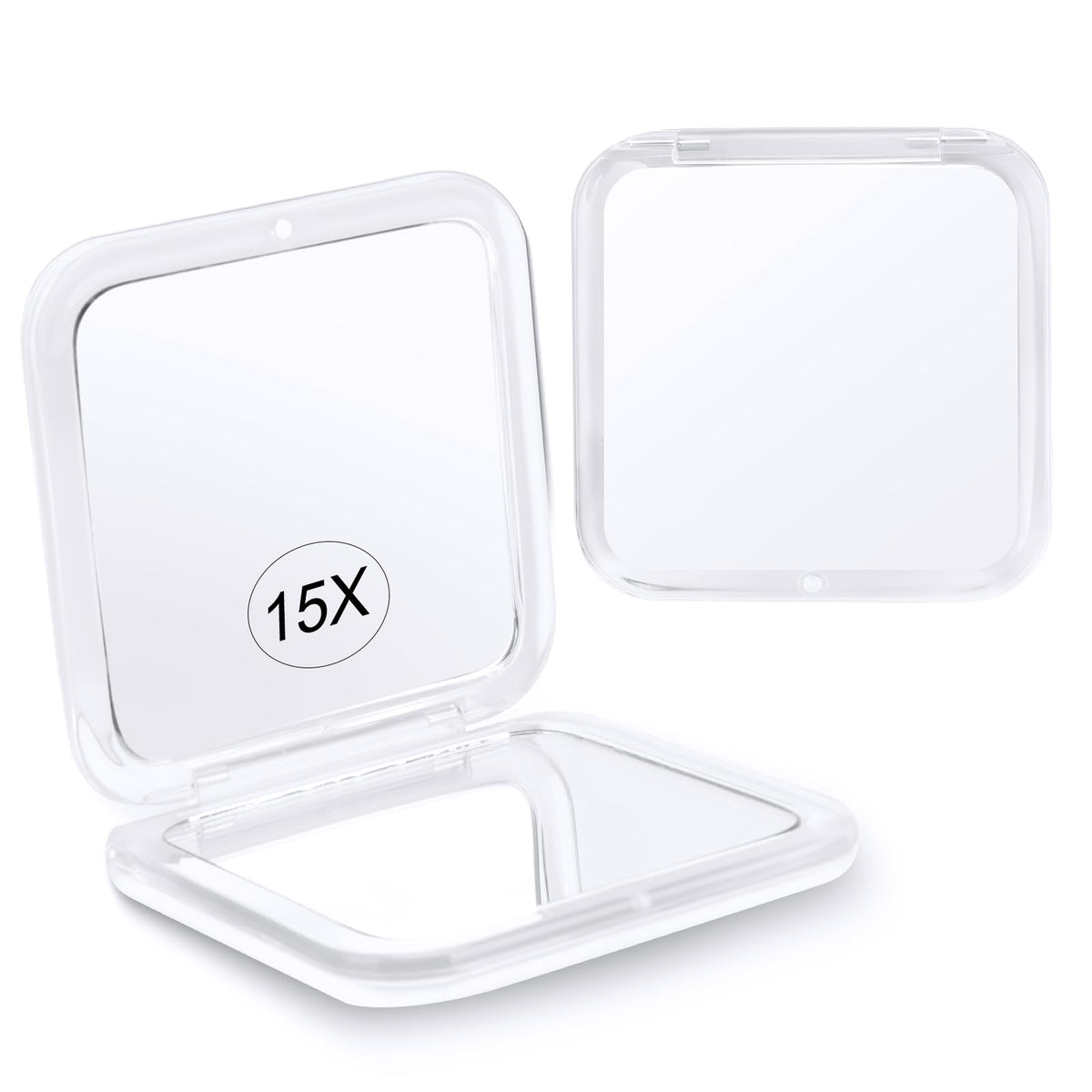 Santoo Compact 15X Magnifying Makeup Mirror – Portable 2-Sided Handheld Travel Mirror, White