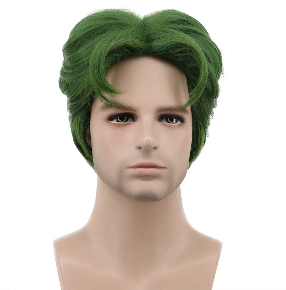 Karlery 5&quot; Dark Green Curly Wig For Men - Fluffy Halloween Cosplay Costume Accessory