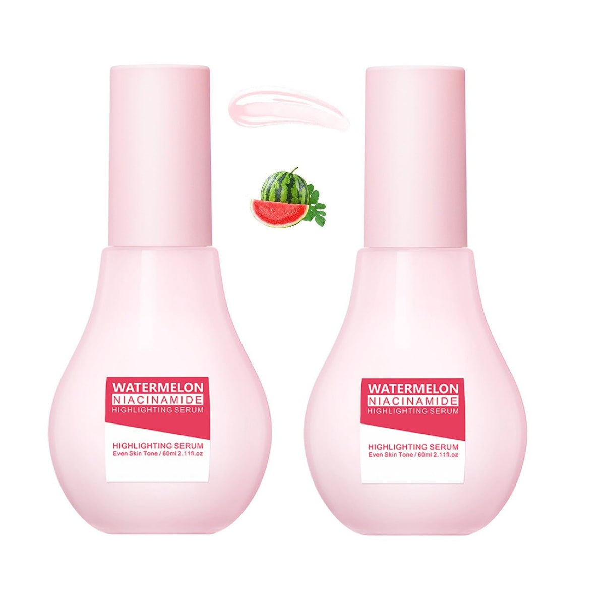 Oukpane 2Pcs Watermelon Moisturizer Facial Serum & Highlighter, 120Ml Glow Priming Liquid