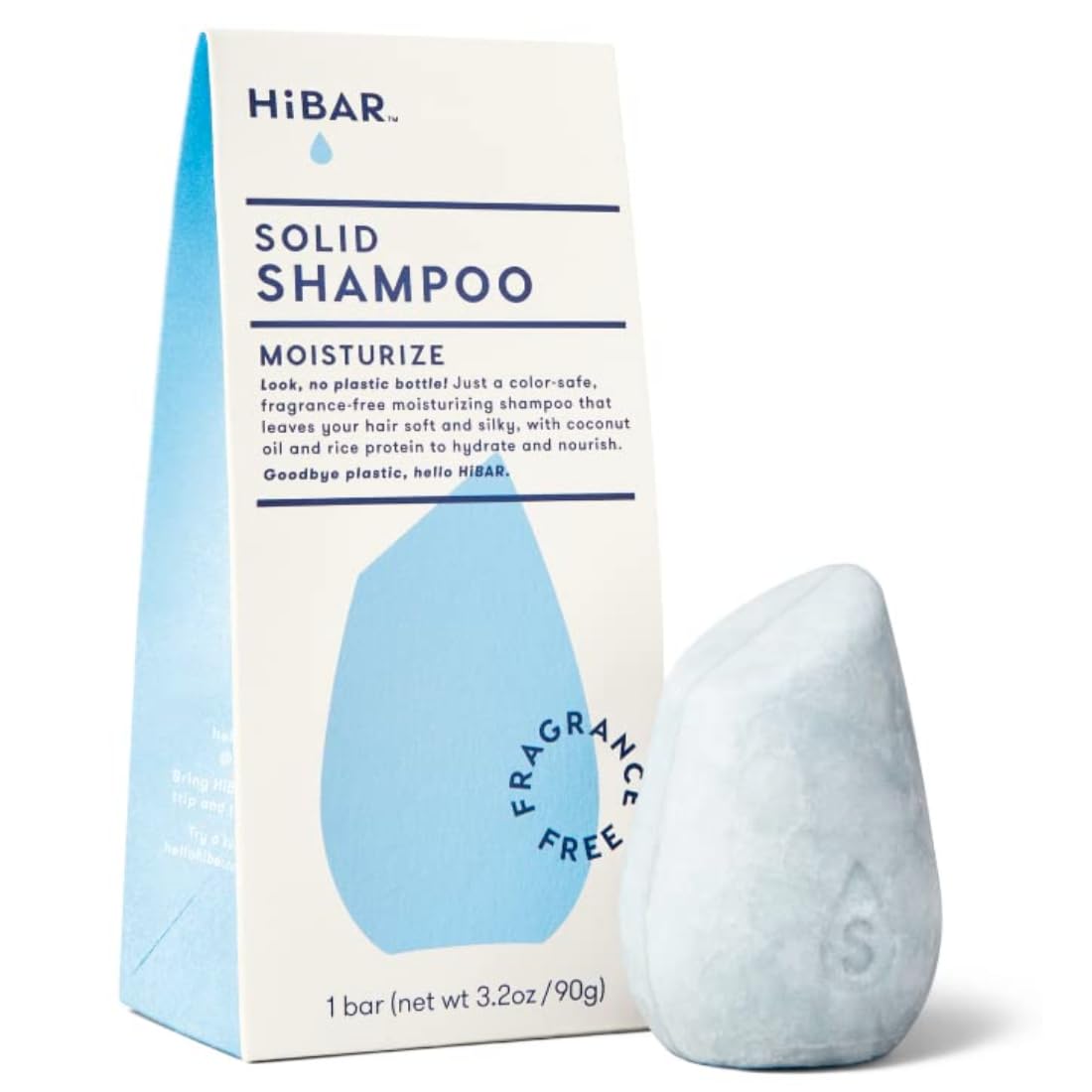 Hibar Moisturize Shampoo Bar - Fragrance-Free, Nourishing, Vegan, Color Safe, 3.2 Oz