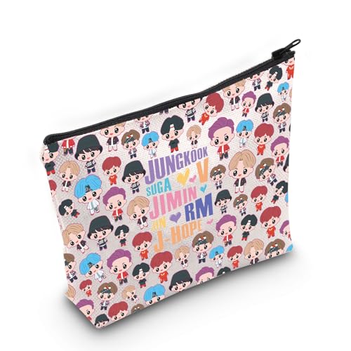 Levlo K-Pop Army Makeup Bag - Canvas Zipper Pouch For Fans, Rm Design, Perfect Gift For Women