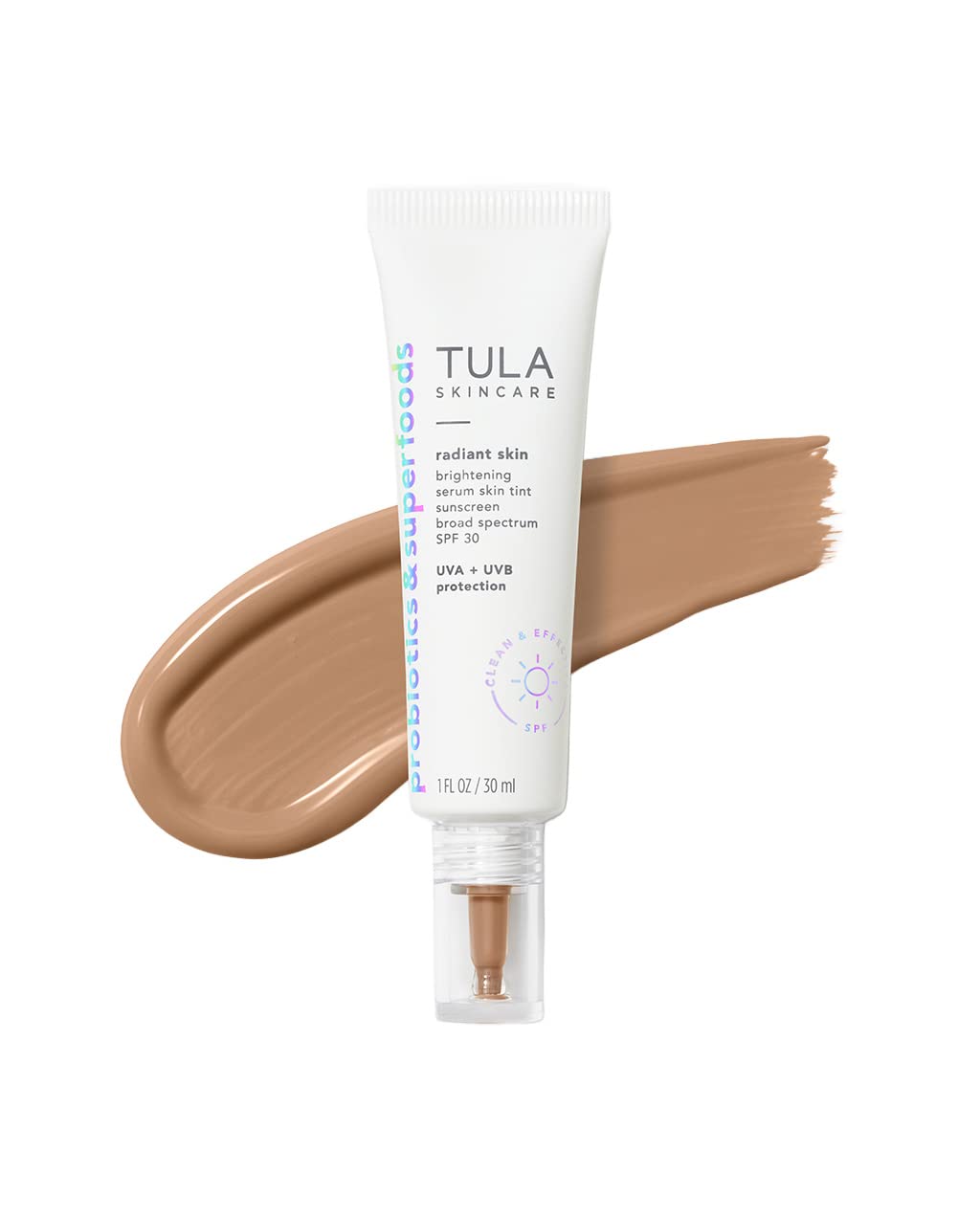 TULA Radiant Skin Brightening Serum Tint SPF 30 - Shade 14, 1 Fl Oz, Tinted Sunscreen