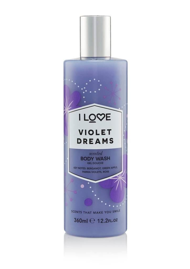 I Love Violet Dreams Scented Body Wash - Moisturizing Bubble Bath, Bergamot & Rose, 12.7 oz