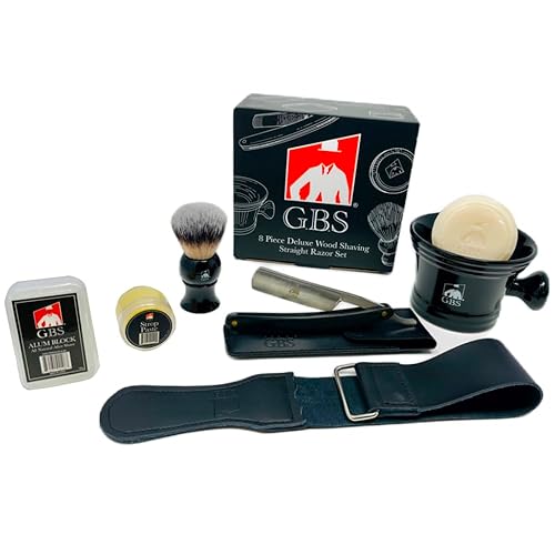 G.B.S Black Luxury Shaving Kit – 7 Piece Set With Razor, Mug, Soap, Brush, And Strop