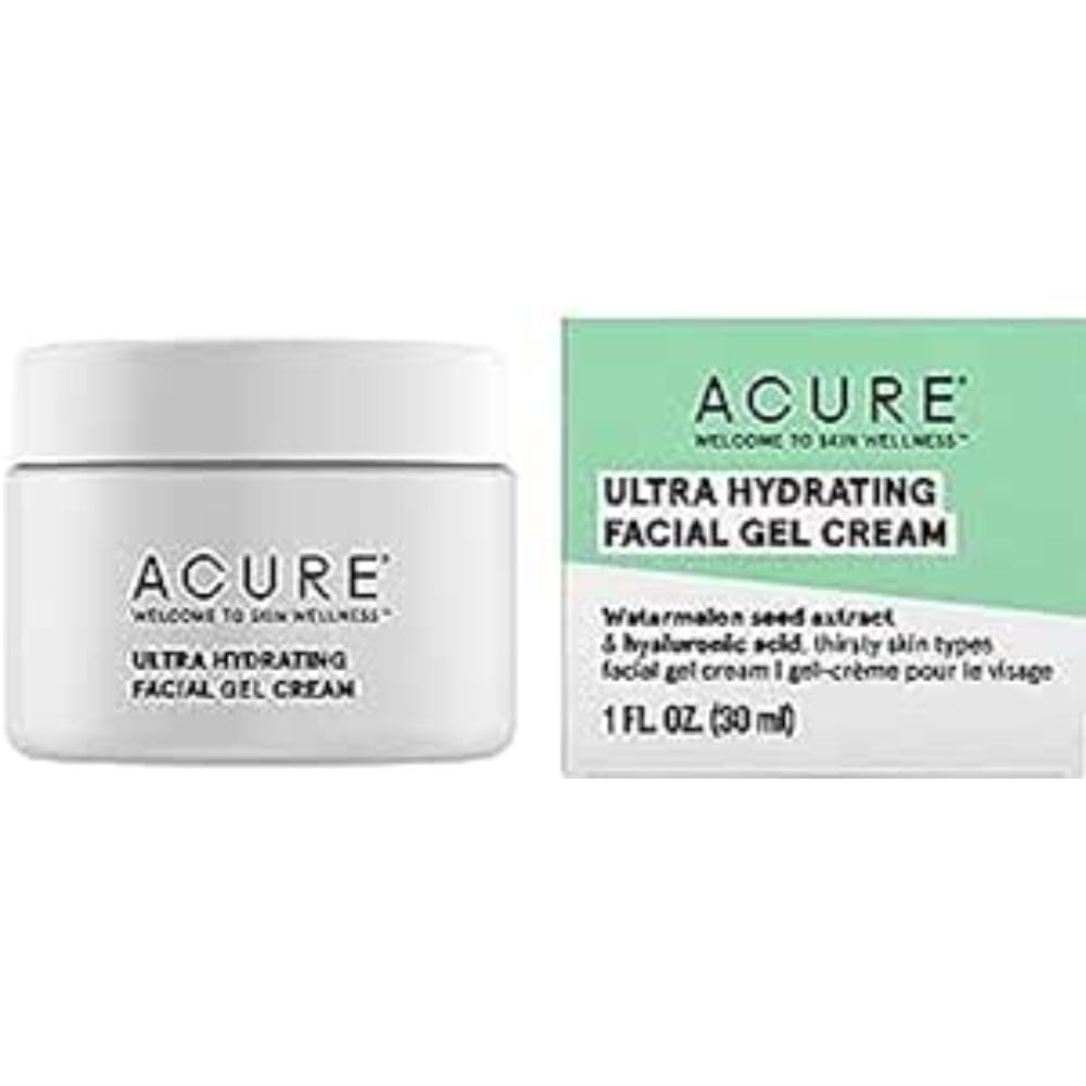 Acure Ultra Hydrating Facial Gel Cream - 100% Vegan, Moisturizing With Watermelon Seed Extract, 1 Fl Oz