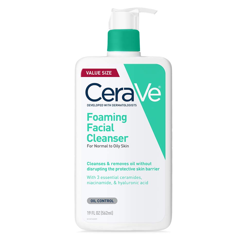 Cerave Foaming Facial Cleanser For Oily Skin, 19 Fl Oz, Hyaluronic Acid & Niacinamide, Fragrance