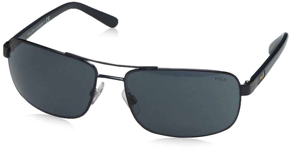 Polo Ralph Lauren Men'S Matte Navy Blue/Grey-Blue 63Mm Sunglasses - Stylish Metal Frame