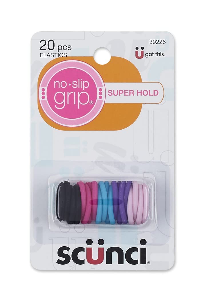 Scunci No-Slip Grip Gel Evolution Mini Ponytailers, 20 Count - Hair Ties For All-Day Hold