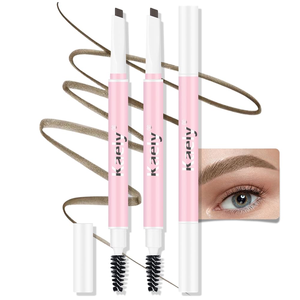 Kaely Waterproof Eyebrow Pencil Set, 3Pcs Longwearing Mechanical Eyebrow Pens, Light Brown