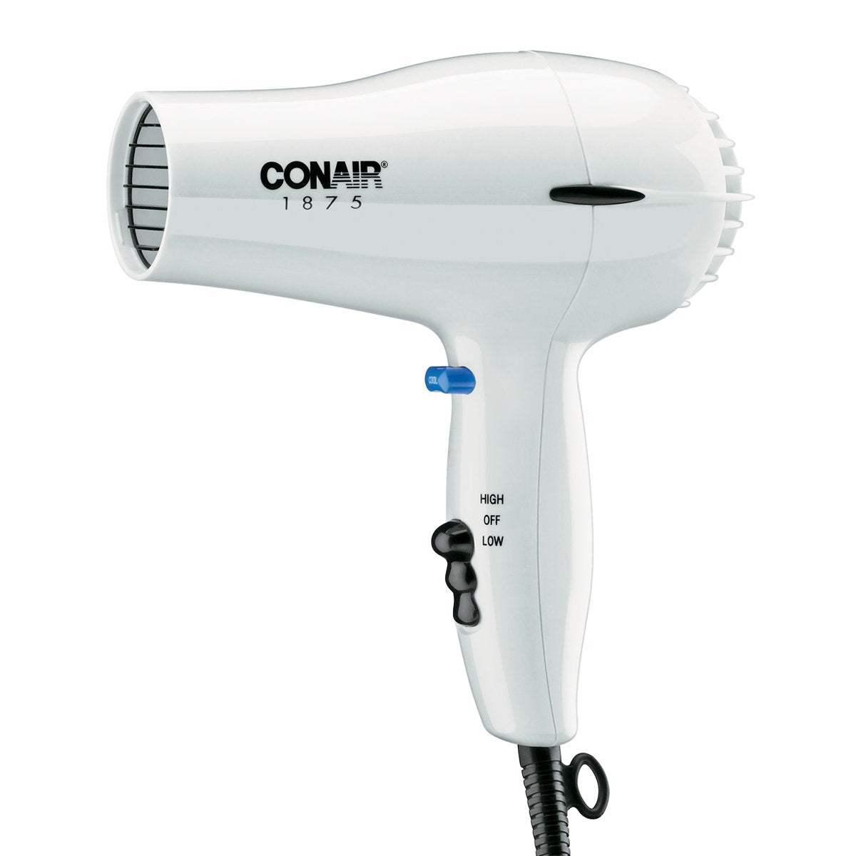 Conair 247W White Compact Hair Dryer - 1875W Powerful, Lightweight, Travel-Friendly Design