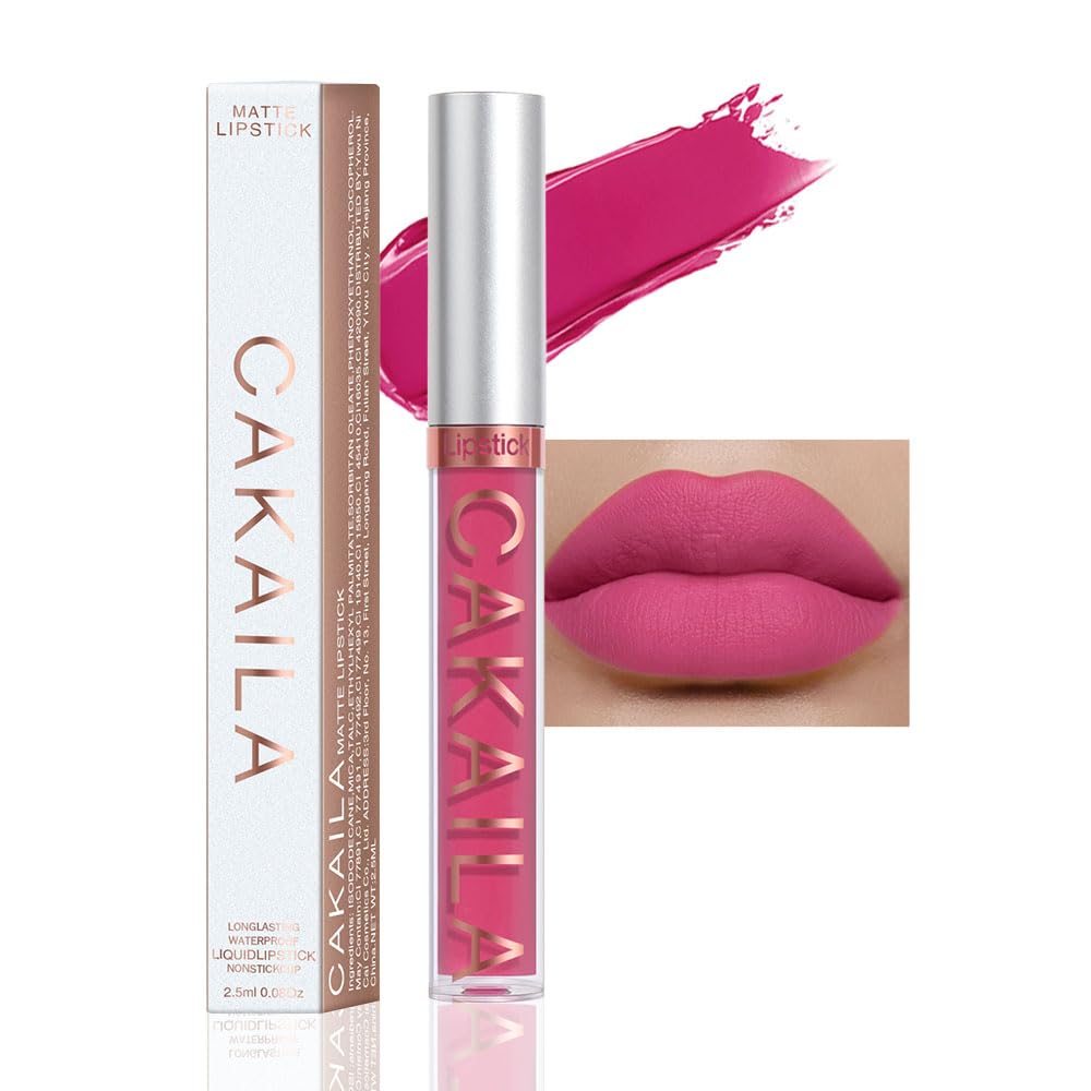 Cakaila Pink Matte Liquid Lipstick Set - Long Lasting, Waterproof, 0.16 Fl Oz, 24 Hours Matte