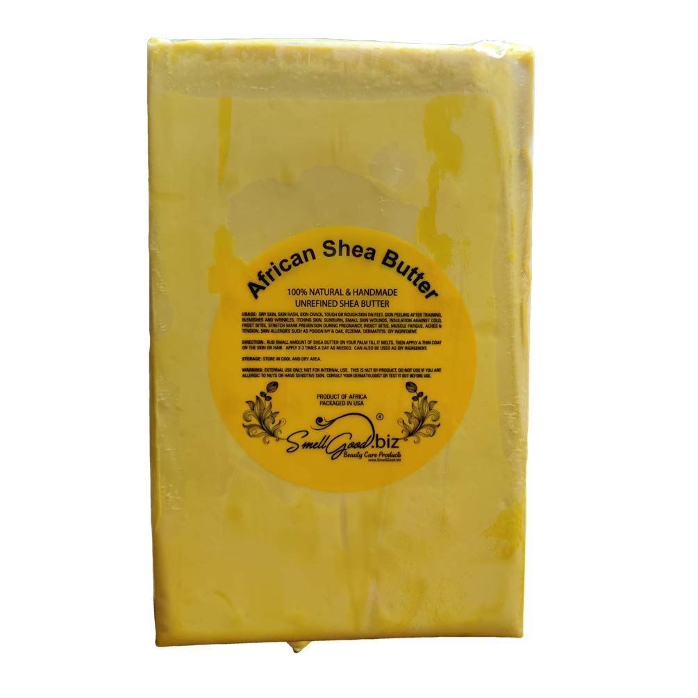 Smellgood Yellow Shea Butter, Raw Unrefined, 5 Lbs (80 Ounce) - Pure Ghanaian Moisturizer