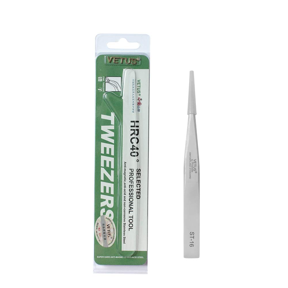 Vetus Stainless Steel Non-Magnetic Pointed Tip Tweezer For Eyelash & Eyebrow Precision