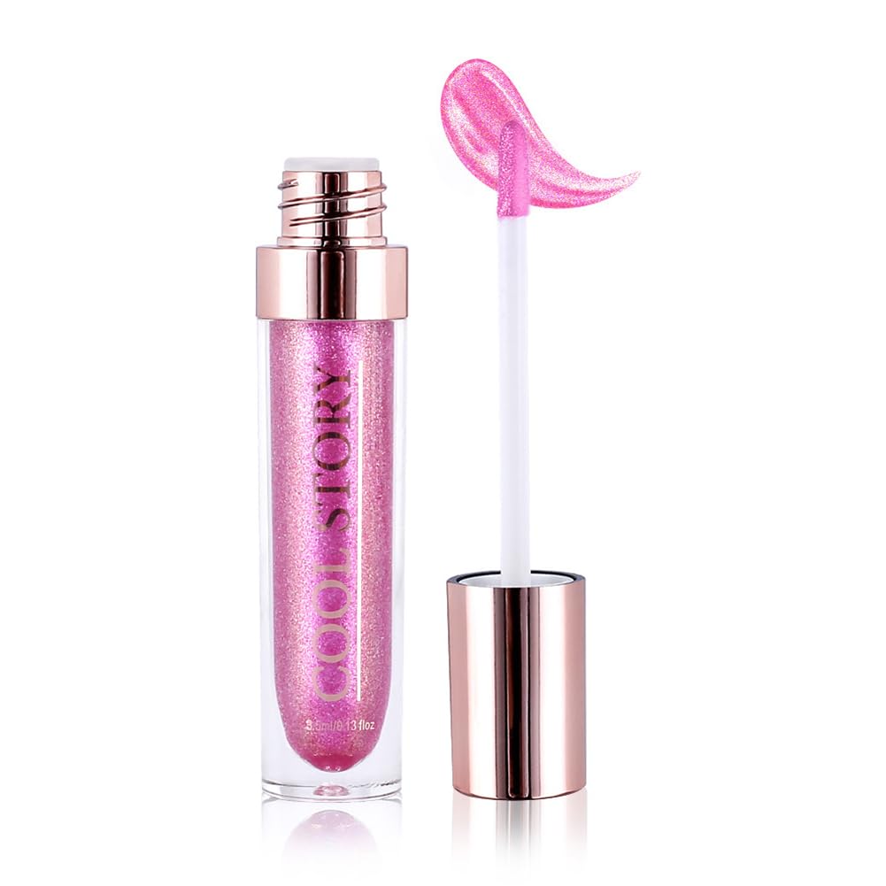 GECOMO 3D Color Changing Lip Gloss - Purple Flash, 0.2 Fl Oz, Glitter Chameleon Makeup