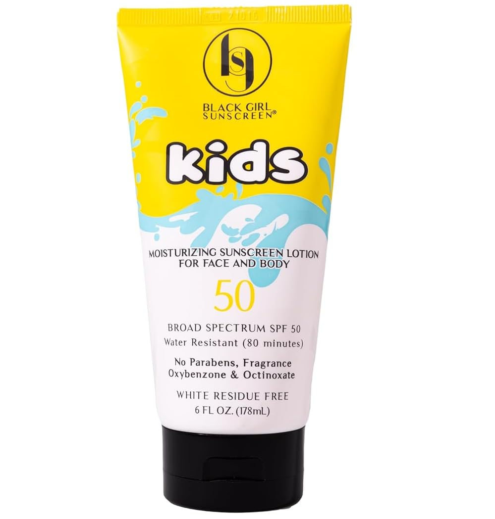 Black Girl Sunscreen Kids Spf 50 Lotion, 6 Oz - Vegan, Water-Resistant, No White Residue