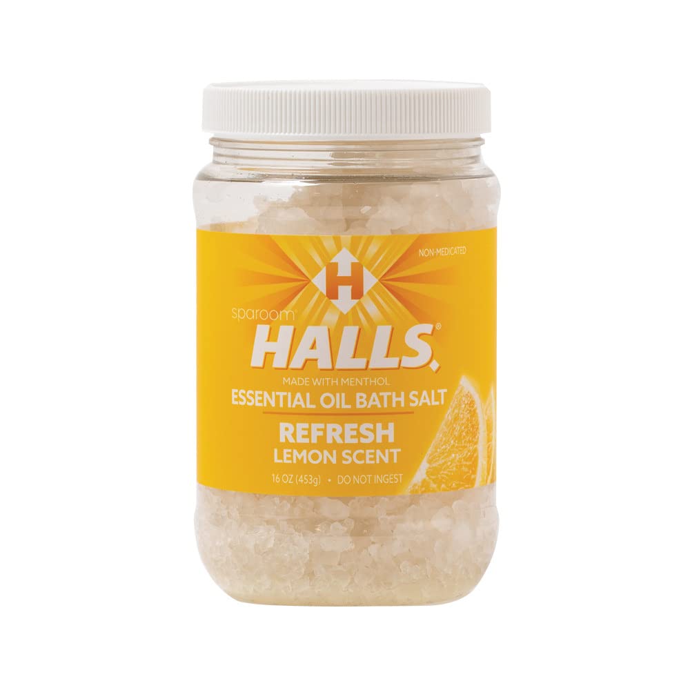 Sparoom Halls Refresh Aromatherapy Bath Salts 16Oz - Eucalyptus, Menthol & Lemon Scent