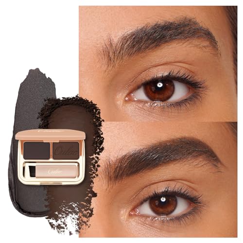 Oulac Waterproof Eyebrow Powder Kit - 2 In 1 Long Lasting Pomade & Powder, Charcoal Brown, 