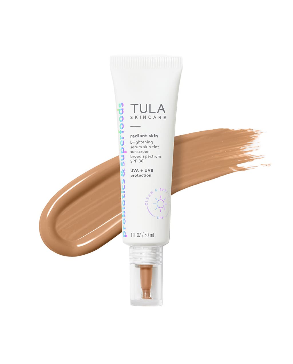 TULA Radiant Skin Brightening Serum Tint SPF 30 - Shade 16, 1 fl oz, Tinted Facial Sunscreen