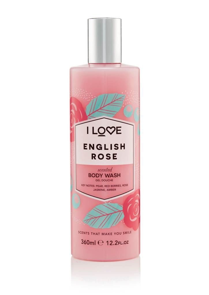 I LOVE English Rose Scented Body Wash - Moisturizing Bubble Bath - 12.7 oz