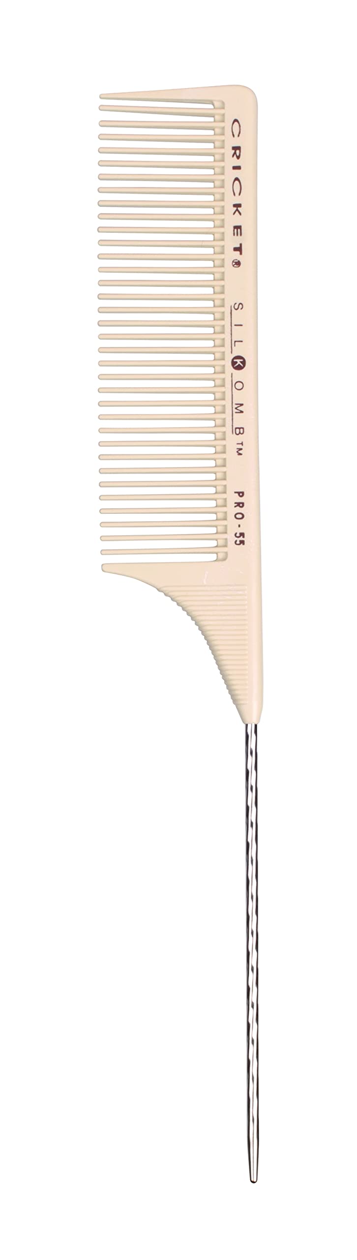 Cricket Pro-55 Wide Tooth Rattail Comb for Professional Hair Styling, Teasing, and Coloring