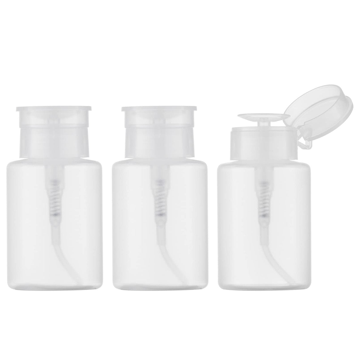 Owlyee Nail Polish Remover Pump Bottle, 5.3Oz Acetone Dispenser, Clear, 3 Count