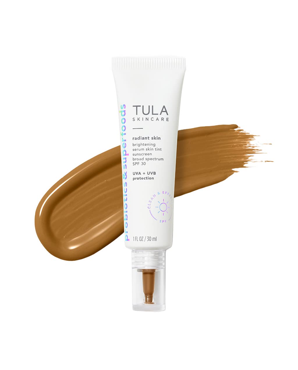 TULA Radiant Skin Brightening Serum Tint SPF 30 - Shade 18, 1.0 fl oz Facial Sunscreen