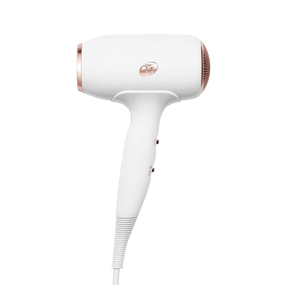 T3 Fit Compact Hair Dryer - White/Rose Gold, Lightweight Design, 1 Count