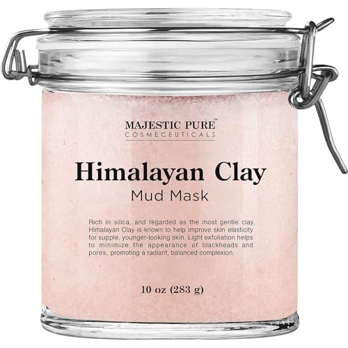 Majestic Pure Himalayan Clay Mud Mask - Exfoliating Acne Treatment, 10 Oz, Reduces Pores