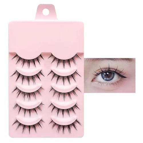 Dx Grandway Anime Lashes 3D Mink Fluffy False Eyelashes For Cosplay - 5 Pairs, Black