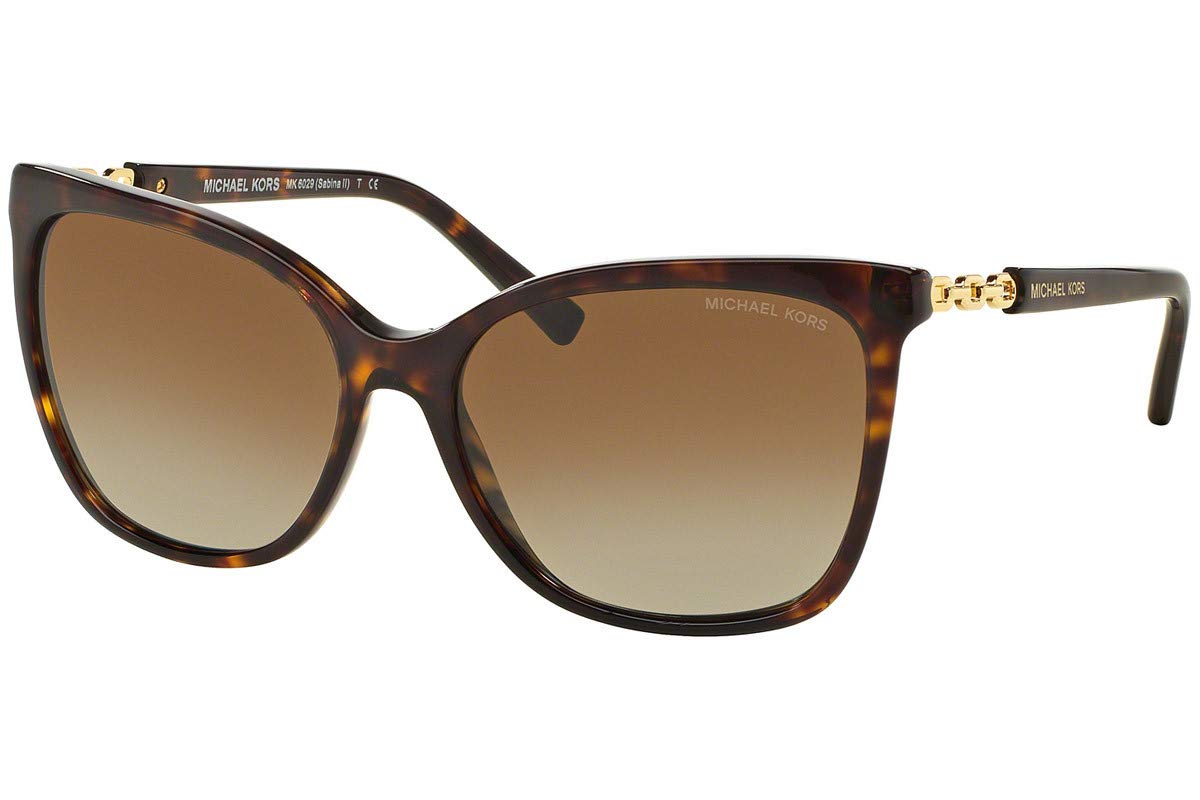 Michael Kors Mk6029 Sunglasses - Sabina Ii Dark Tortoise/Gold, 56Mm Brown Gradient Polarized