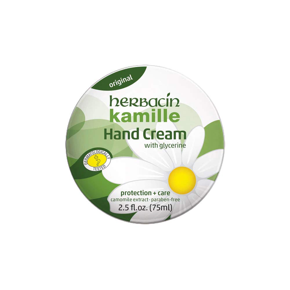 Herbacin Kamille Hand Cream Tin, 2.5 Oz - Moisturizing Green Lotion For Soft Hands