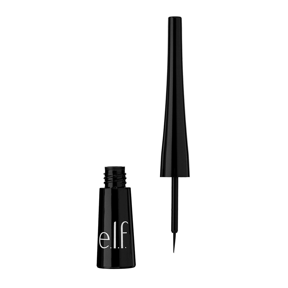 E.L.F. Liquid Eyeliner - High-Pigment, Smudge-Proof, Jet Black, Extra-Fine Brush Tip,