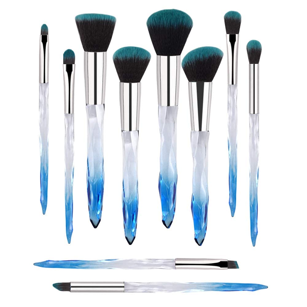 G-Texnik Acrylic Diamond Handle Makeup Brush Set for Foundation, Blush, Eyeshadow, and Powder