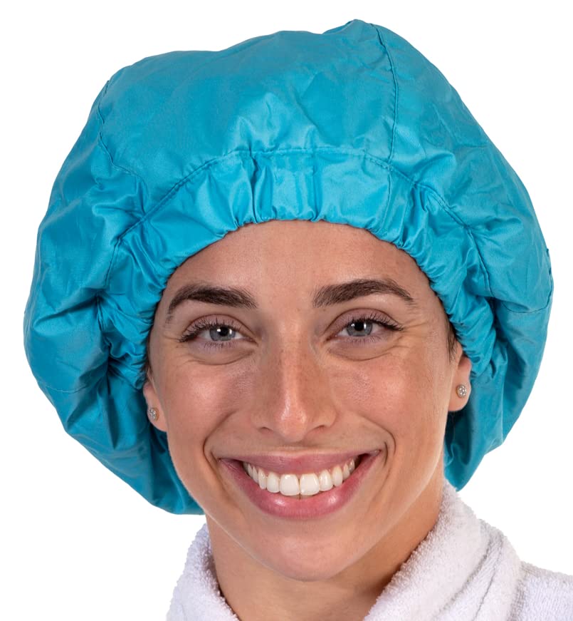 Hersome Premium Waterproof Shower Cap For Long Hair - Anti-Frizz, Double-Sided, Sky Blue